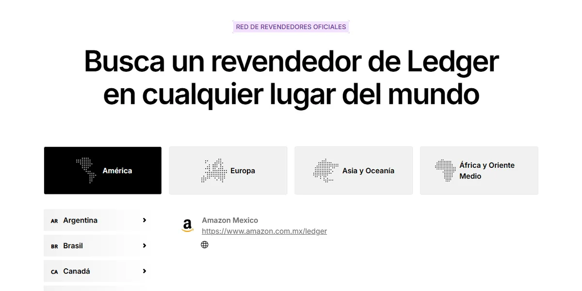 Lista de revendedores oficiales de Ledger en México: Amazon México